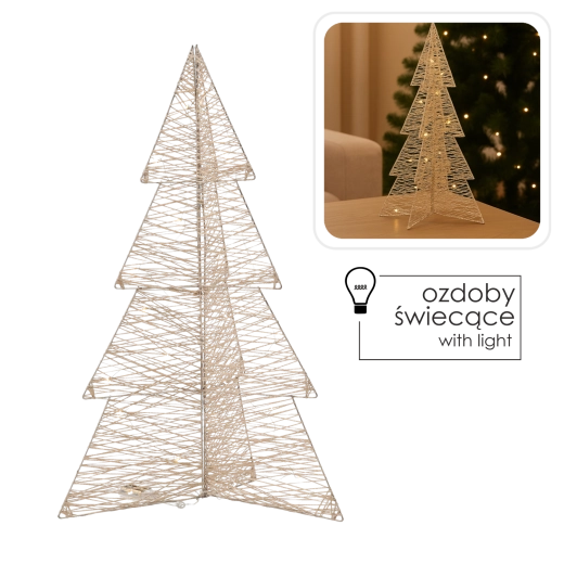 svetleče božično drevo LED 75 cm v barvi šampanjskega zlata
