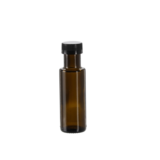 Steklenička Dorica 100 ml iz olivno zelenega stekla z navojnim pokrovčkom (12 kosov)