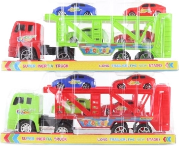 Toy set: car transporter truck with 4 small cars