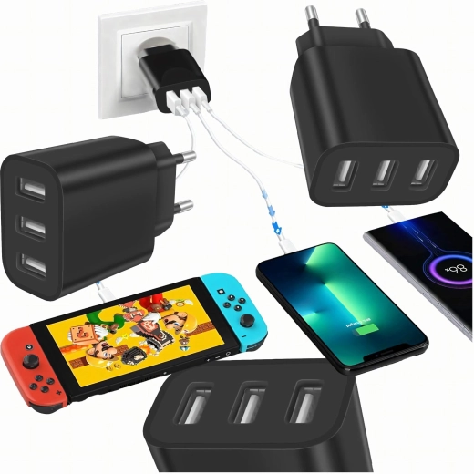 Zmogljiv omrežni polnilec 3× USB 5V 3,4A