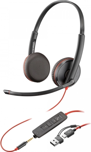 Slušalke POLY Blackwire 3225 USB‑C z adapterjem USB‑A in 3,5 mm