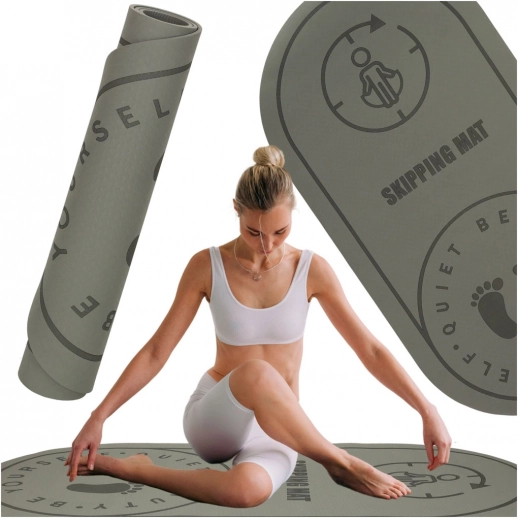Fitnes podloga za vadbo joge in preskakovanje, siva, 125x61,5x0,6 cm