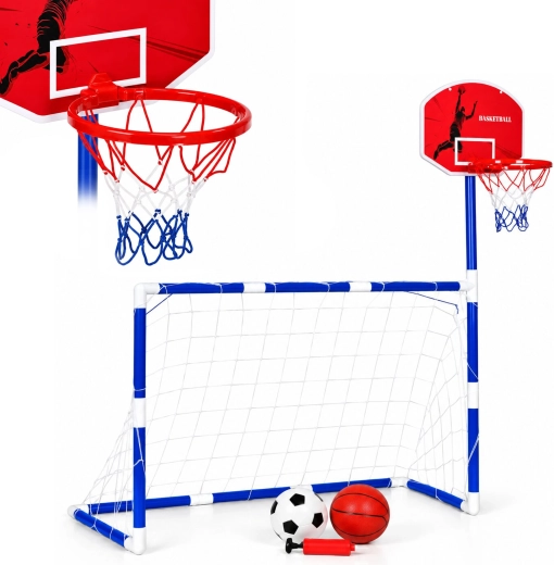 Children's 2-in-1 Sports Set with Soccer Goal and Basketball Hoop