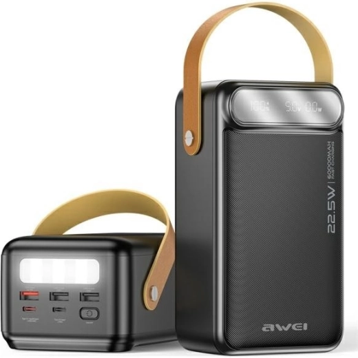 AWEI powerbanka 60 000 mAh 22,5 W črna