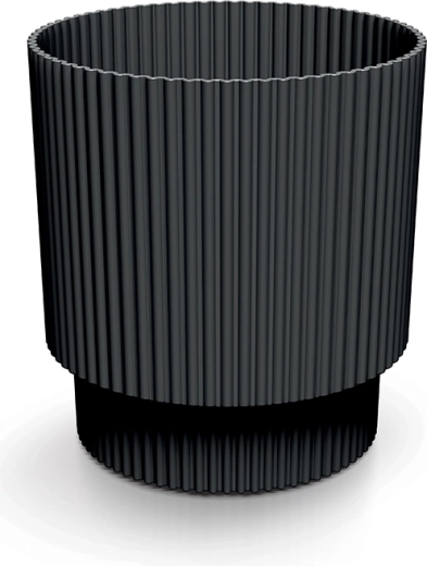 Cvetlični lonec z rebrastim vzorcem MILLY 14,6 cm – oglen