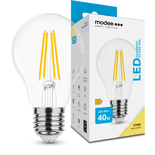 Modee Smart Lighting LED filamentna žarnica Globe E27 4 W toplo bela