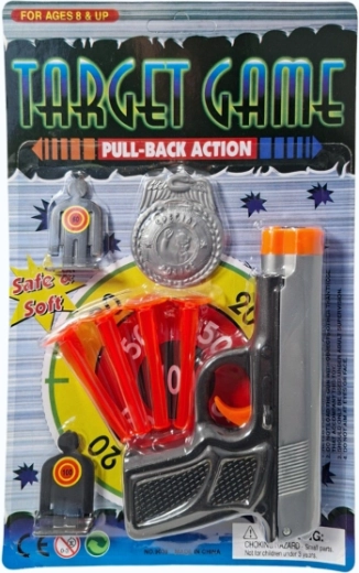 Pištola za penaste puščice s tarčo za streljanje in policijsko značko