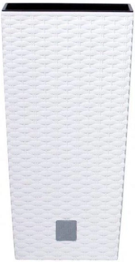 Cvetlični lonec Rato Square, bel plastičen visok