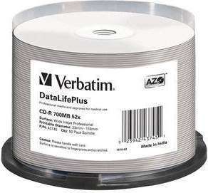 Verbatim DataLifePlus CD-R 700 MB 52x s površino za tiskanje - 50 kosov