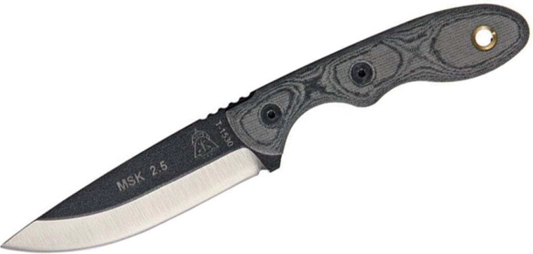 Tops Knives Mini scandi nož za okoli vratu z ročajem iz črne mikarte