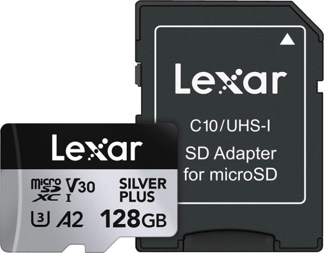 Pomnilniška kartica Lexar Silver Plus microSDXC 128 GB z adapterjem