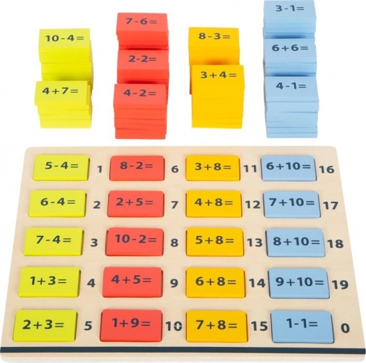 Lesena barvna matematična tabla – seštevanje in odštevanje