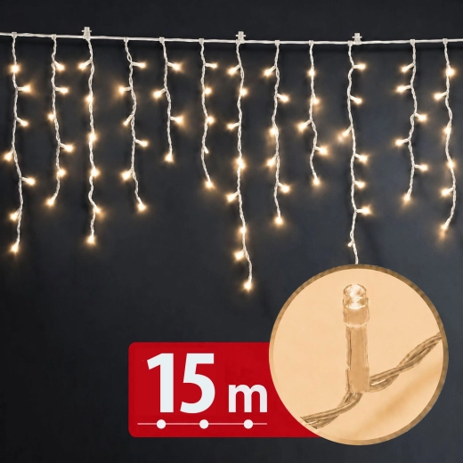 LED svetlobna zavesa dolžine 15 m s 600 LED-diodami, topla bela