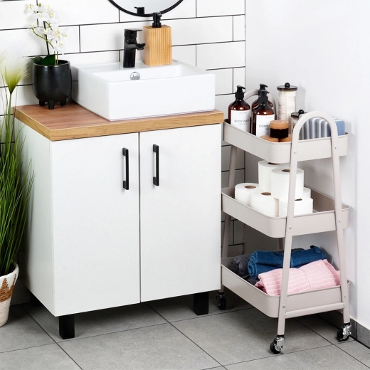 Vzdržljiva kovinska konstrukcija v elegantni bež barvi