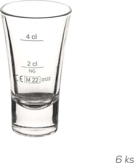 Merilni kozarček Cheerio 0,06 l (umeritev 2 cl/4 cl) 6 kos