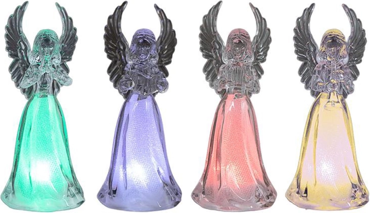 Božični LED angel – dekoracija 11,5 cm, mešanica barv