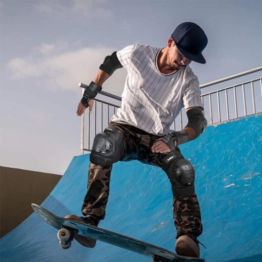 Otroški komplet ščitnikov za drsanje, skateboard in kolo (6 kosov) – črna, velikost M