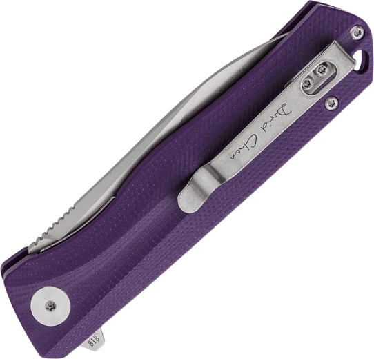 Ergonomic purple G10 handle with pocket clip