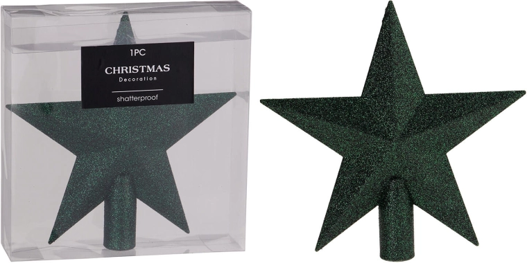 Star Christmas Tree Topper, Dark Green, 19 cm