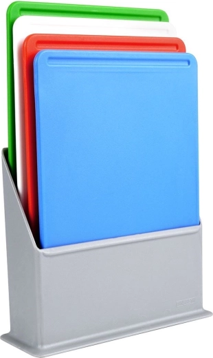 Plastične deske za rezanje s stojalom 20,5 × 15 cm, set 4 kos