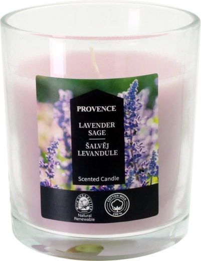 Dišeča sveča v steklu žajbelj in sivka 7 × 8 cm