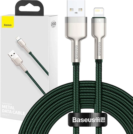 USB kabel za Lightning Baseus Cafule 2,4 A 2 m zelen
