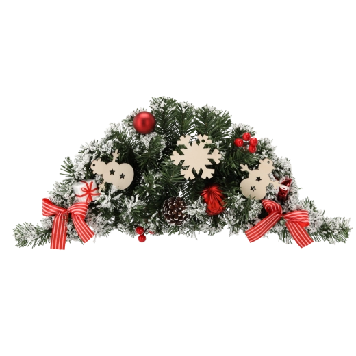 Viseči božični venec 60 cm belo‑rdeč