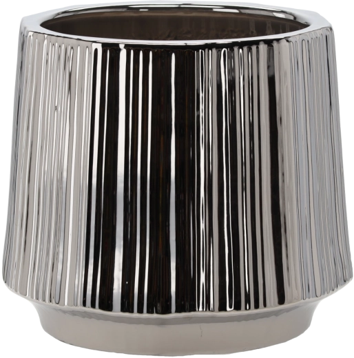 Keramični okrasni lonec za rože 44 × 44 × 40 cm, srebrn, črtast