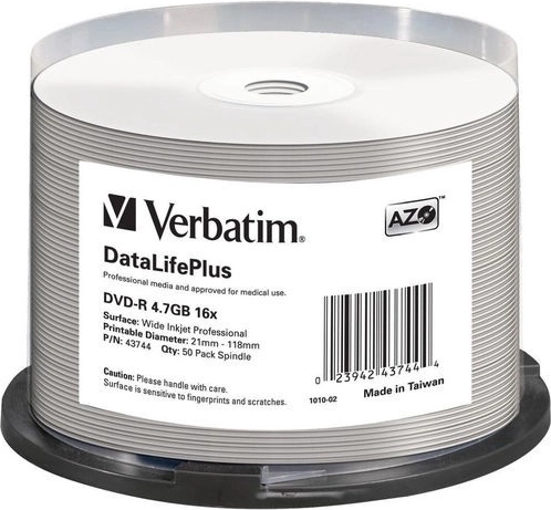 Verbatim DataLifePlus DVD-R 4.7 GB 16x with printable surface - 50 pcs