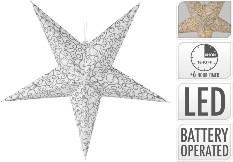 Zložljiva svetlobna zvezda 60 cm z LED in časovnikom