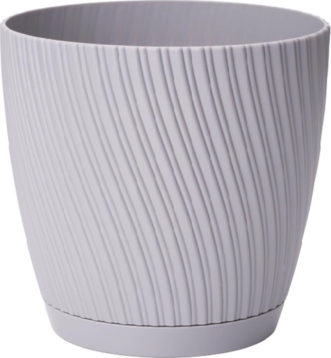 Cvetlični lonček Mika Eco Recycled s podstavkom 15 cm platina