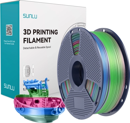 Sunlu PLA+ silk mavrični filament za 3D tisk 1,75 mm 1 kg