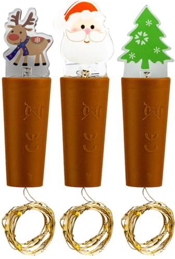 Decorative bottle stopper with LED string, 9 LEDs, warm white