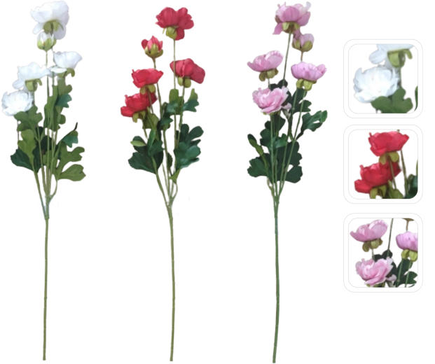 Umetna vejica ranunkule v mešanici barv