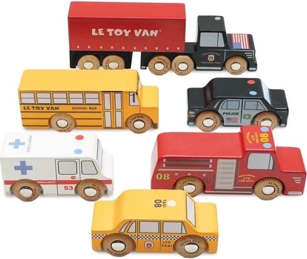 Wooden cars New York – set of 6 pcs Le Toy Van