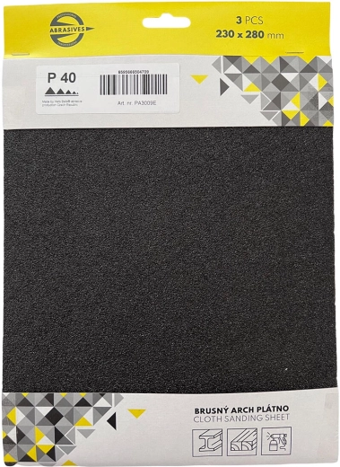 Abrasive cloth for metal and wood, grit 150, 230 × 280 mm (3 pcs)