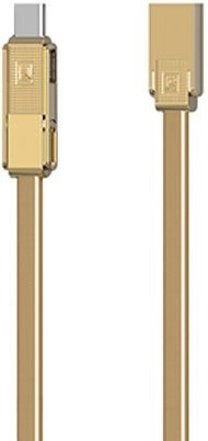 Zlati 3-v-1 polnilni in podatkovni kabel REMAX (USB‑C, Micro‑USB, Lightning) 1 m