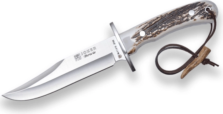 Joker CC96 Bowie lovski nož 16 cm, ročaj iz rogovja, usnjena nožnica