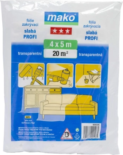 Zaščitna folija PROFI 4 × 5 m, 12 µm, prozoren HDPE