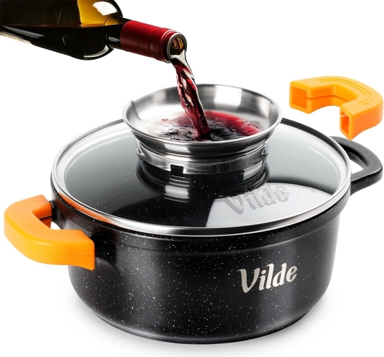 Granitni lonec s steklenim pokrovom TERRUNA AROMA 16 cm, 1,2 l