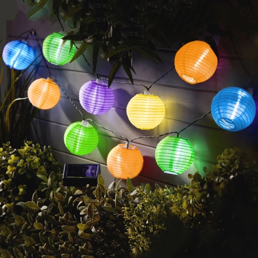 Solarna svetlobna veriga z barvitimi lampijoni in LED-osvetlitvijo, 2,5 m