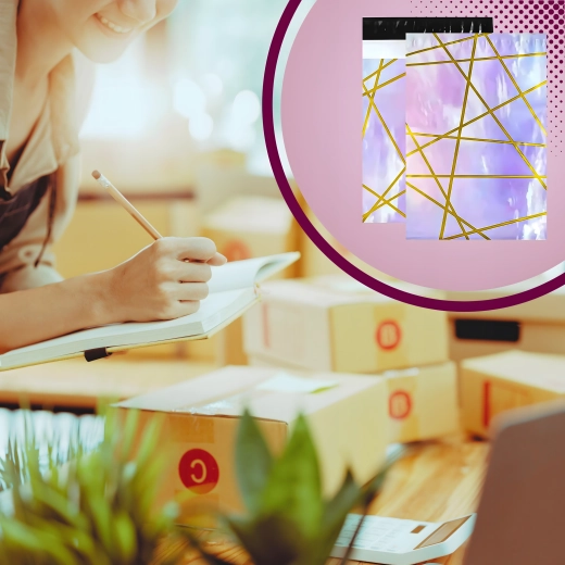 Stilski vijolično‑zlati dizajn