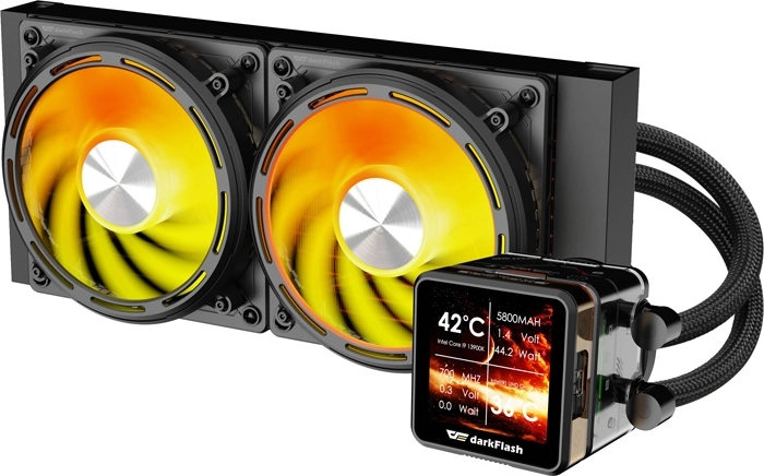 DarkFlash Explore DE240 vodno hlajenje CPU 240 mm z IPS zaslonom (črno)