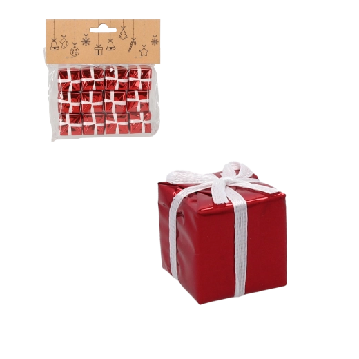 Komplet 12 božičnih okraskov v obliki daril, 2,5 cm