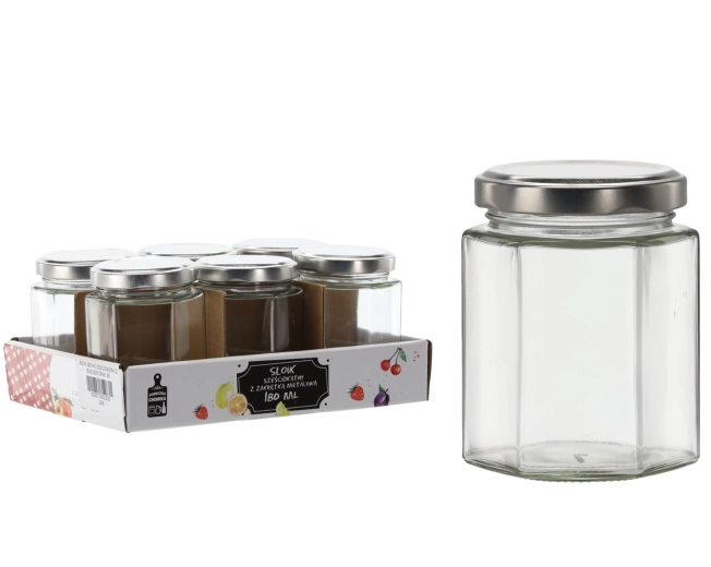 Šestkotni kozarec 180 ml s kovinskim pokrovčkom