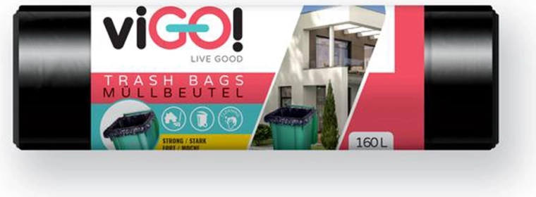 Vreče za odpadke 160 l VIGO DeLuxe, črne, 10 kos