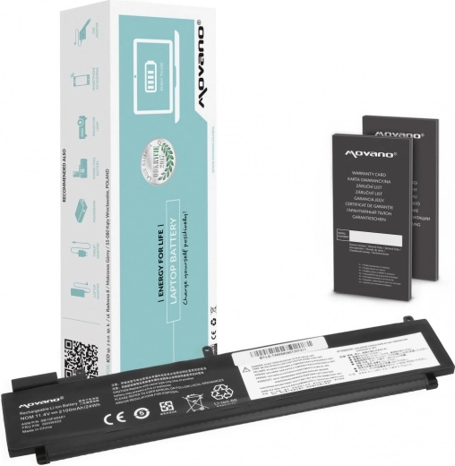 Movano baterija za Lenovo ThinkPad T460s in T470s (zadnja, 2100 mAh / 24 Wh)