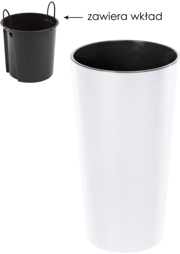 Cvetlični lonec Lilia 30 cm z vložkom – bel, sijajna površina