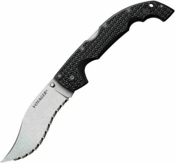 Zložljiv nož Cold Steel Extra Large Voyager Vaquero Serrated, črn