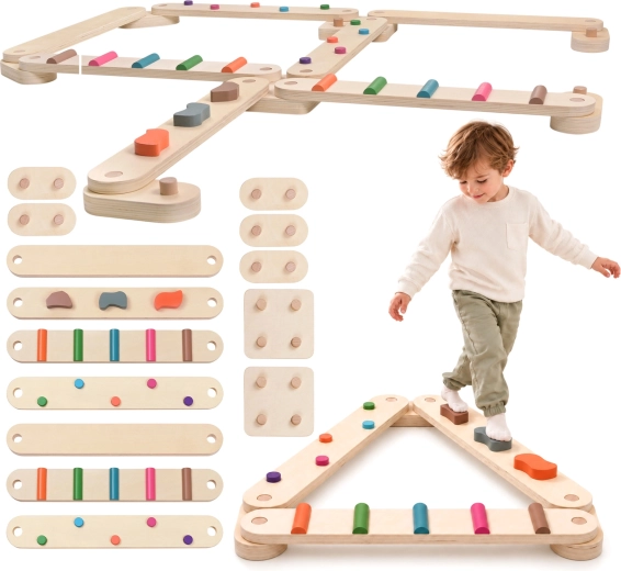Kruzzel Wooden Balance Course with 14 Pieces